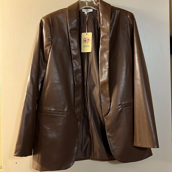 entro Jackets & Blazers - Brown pleather jacket